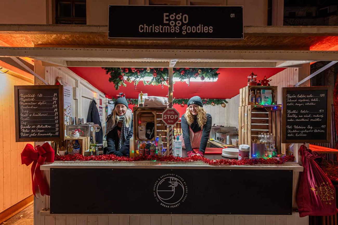 Christmas market stall in Brno